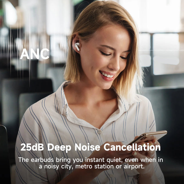 Oneodio S10 ANC Wireless Earbuds Bluetooth 5.4 Active Noise Cancellation with ENC Mics Touch Control Earbuds,30H Playtime