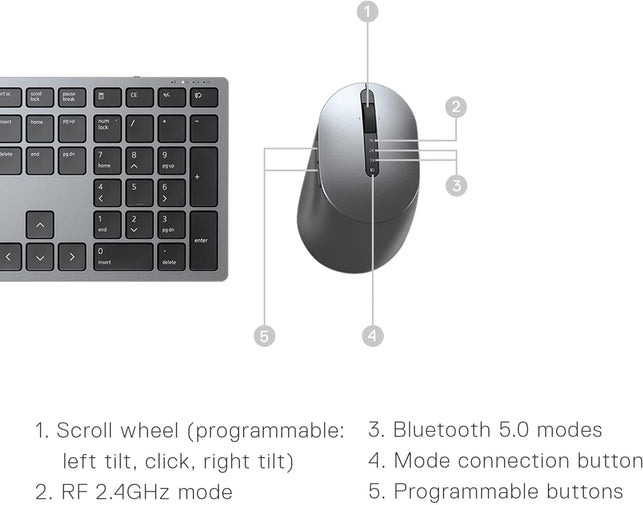 Dell Premier Multi-Device Wireless Bluetooth Keyboard and Mouse - KM7321W