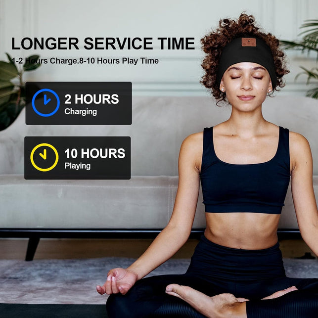 2 Pieces Wireless Bluetooth-Compatible Music Headband with HD Speakers Wireless Headphones for Side Sleepers Sleeping Calling Jogging Yoga Workout Unisex Gift Ideas, Black and Gray