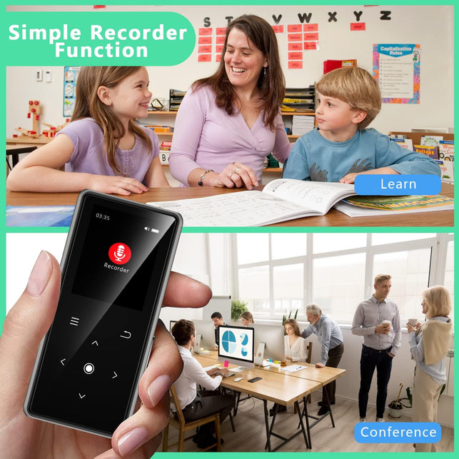 128GB MP3 Player with Bluetooth 5.2, Aimoonsa Music Player with Built-In HD Speaker, FM Radio, Voice Recorder, Hifi Sound, E-Book Function, Earphones Included (Black 128G)