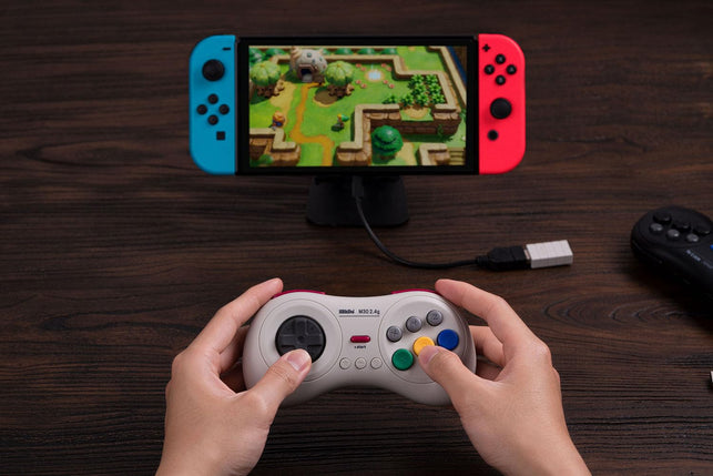 8Bitdo M30 2.4G Wireless Gamepad for Sega Genesis Mini and Mega Drive Mini and Switch with 6-Button Layout (White)