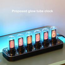Nixie Clock, Imitation Glow Tube Clock, IPS Clock, Aluminum Alloy Base, Support Uploading Custom Pictures, 12/24 Hours Switch, 40 Kinds of Clock Style, Gesture Control, Creative Desktop Decoration