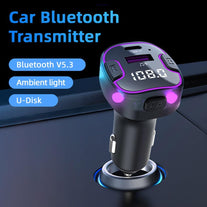 OHITEC Bluetooth FM Transmitter for Car: Hands-Free Calls, Navigation Guidance, HD Sound Quality 5.3, Usb/Type-C 5V3.1A Fast Charging, U Disk Music Playback, Colorful Ambient Lights (C49)