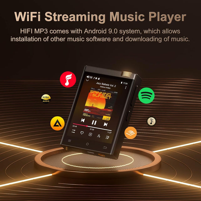 Hifi MP3 Player with Bluetooth and Wifi, Oilsky Lossless DSD High-Resolution Digital Audio Music Player, High-Resolution Portable Audio Player with 64GB Card, Supports up to 1TB Black