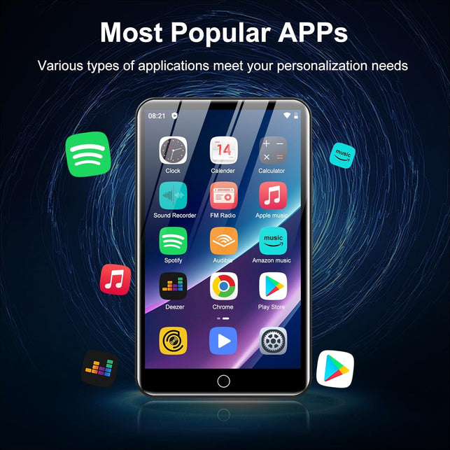 80GB MP3 Player with Bluetooth and Wifi, ZAQE 4" HD Full Touch Screen MP3 Player with Spotify, Amazon Music,Youtube,Pandora,Libby,Android MP4 Music Player for Kids (Black)