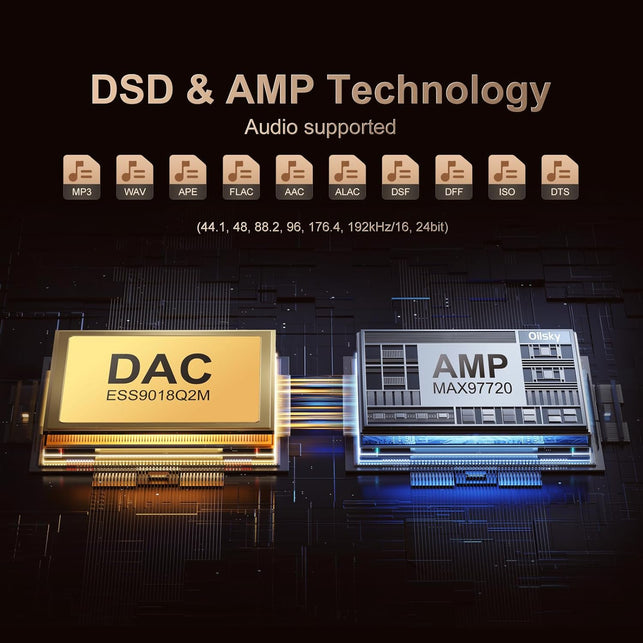 Hifi MP3 Player with Bluetooth and Wifi, Oilsky Lossless DSD High-Resolution Digital Audio Music Player, High-Resolution Portable Audio Player with 64GB Card, Supports up to 1TB Black