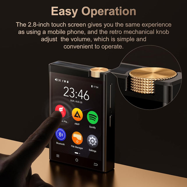 Hifi MP3 Player with Bluetooth and Wifi, Oilsky Lossless DSD High-Resolution Digital Audio Music Player, High-Resolution Portable Audio Player with 64GB Card, Supports up to 1TB Black