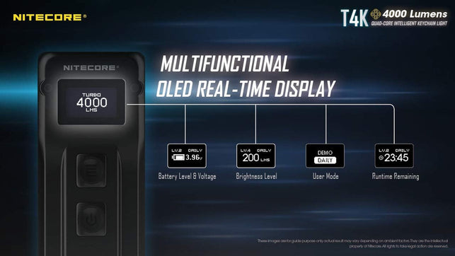 Nitecore T4K Keychain EDC Flashlight, 4000 Lumen LED Super Bright and USB-C Rechargeable with Lumentac Organizer