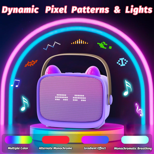 Mini Karaoke Machine Toys Gifts,Kids Portable MP3 Player with 2 Wireless Microphone and Led,Christmas Birthday Gifts for Girls Boys 3 4 5 6 7 8+ Year Old (Purple)