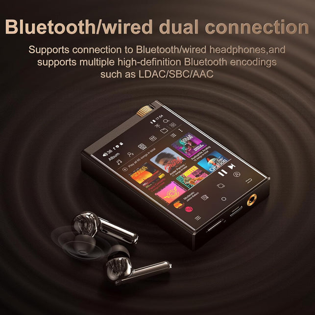 Hifi MP3 Player with Bluetooth and Wifi, Oilsky Lossless DSD High-Resolution Digital Audio Music Player, High-Resolution Portable Audio Player with 64GB Card, Supports up to 1TB Black