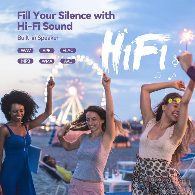 AGPTEK 64GB MP3 Player with Bluetooth, M3 2.4 Inch Music Player with Speaker and FM Radio, Touch Buttons, Supports up to 128Gb(Purple)