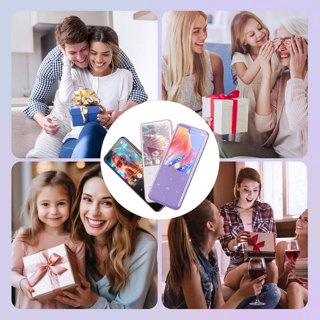 AGPTEK 64GB MP3 Player with Bluetooth, M3 2.4 Inch Music Player with Speaker and FM Radio, Touch Buttons, Supports up to 128Gb(Purple)