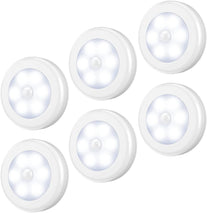 AMIR (Upgraded Version Motion Sensor Light, Cordless Battery-Powered LED Night Light, Stick-Anywhere Closet Light Stair Lights, Wall Lights for Hallway, Bedroom, Kitchen (White - Pack of 6)
