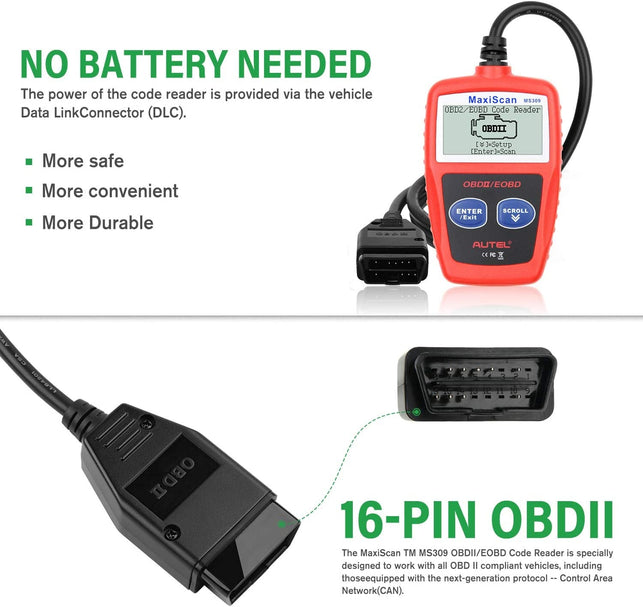 Autel OBD2 Scanner 2023 Newest MS309 Automotive Check Engine Code Reader, Check Emission Monitor Status, CAN Diagnostic Scan Tool for All OBDII Protocol Vehicles after 1996