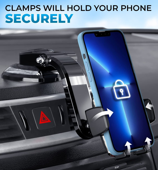 Bestrix Phone Holder for Car, Smartclamp Car Phone Mount | Dashboard Cell Phone Car Phone Holder Compatible with Iphone 13 12 11 Pro, Xr, Xs, XS MAX,XR,X, Galaxy S20 Note 20 Ultra & All Smartphones