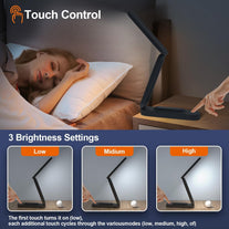 LED Desk Lamp for Office Home & Battery Operated Lamp Rechargeable Lamp Foldable & Portable Light, LED Desk Light Strip, 3 Brightness Dimmable Small Desk Lamp Wireless Reading Lamp (Black)