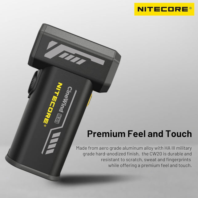 Nitecore CW20 Pocket Photography Fan with Flat Nozzle, round Nozzle, Storage Case