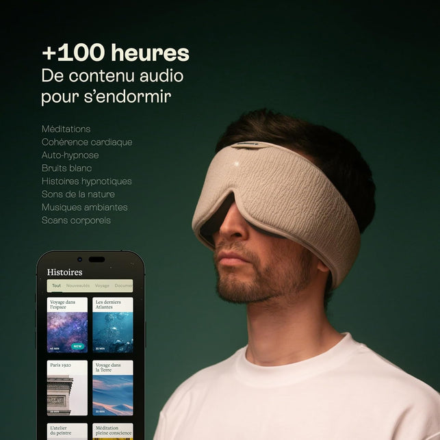 Hoomband Ultimate | Wireless Sleep Headphones Bluetooth 5.2 | 100% Blackout Mask | Sound Therapy, Free Hypnotic Stories, Meditation, White Noise | Adjustable Headband | Magnetic Cable