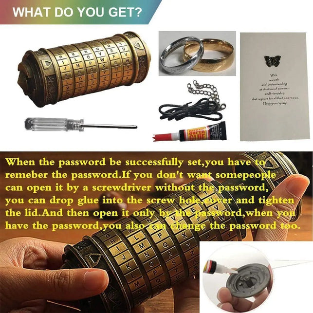 Cryptex Da Vinci Code Mini Cryptex Lock Puzzle Boxes with Hidden Compartments Anniversary Valentine'S Day Romantic Birthday Gifts for Her Gifts for Girlfriend Box for Men