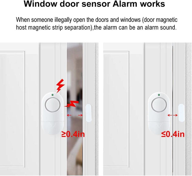 Door Window Alarm, Toeeson 120 DB Window Alarms for Home, White Pool Door Alarms for Kids Safety