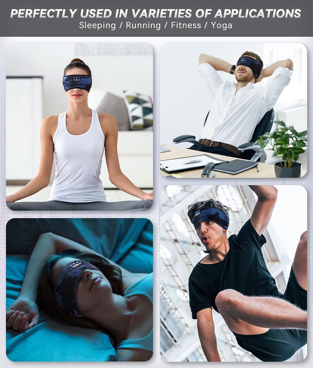 MUSICOZY Sleep Headphones Bluetooth 5.2 Headband, Wireless Music Sleeping Headphones Sweatproof Earbuds for Sleeping Sport Workout Running Insomnia Side Sleepers Travel Yoga Unique Gifts