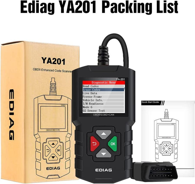 EDIAG YA201 2023 Enhanced Obd2 Scanner,Check Engine Fault Code Reader Full OBDII Functions 10 Modes,Mode 6,O2 Sensor Test,Eobd OBDII CAN Diagnostic Scan Tool for All 1996 & Newer Cars