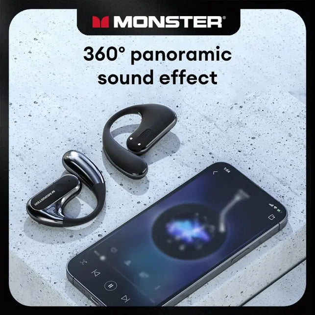 Monster AC320 Wireless Bluetooth 5.4 Headset Long Endurance Clear Voice Call 360° Stereo Earphones IPX5 Sports Waterpoof Earbud