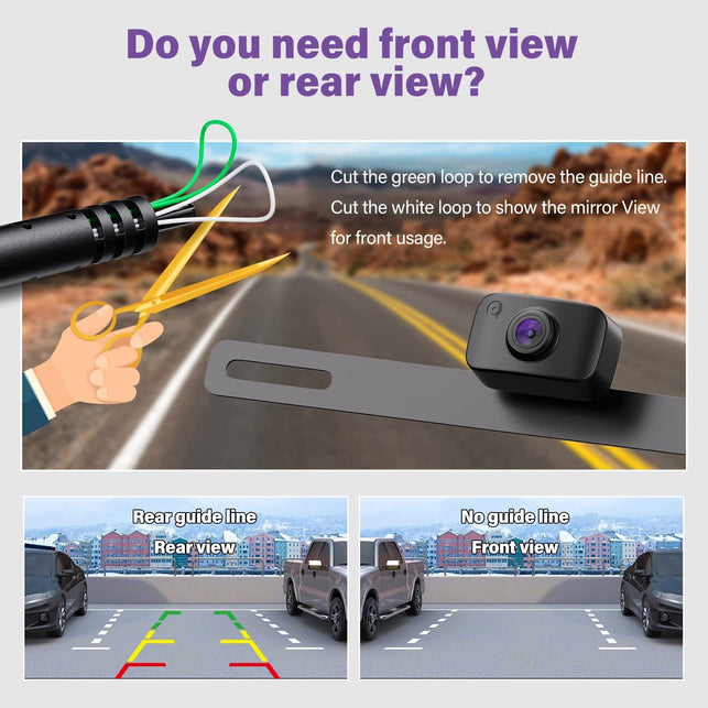 Erapta Reverse Camera 3.0 License Plate Backup Camera HD 149° Wide Rear View IP69K Waterproof IR Night Vision Easy Mount DIY Grid for Cars Trucks Pickups SUV RV Van Jeep ERT11
