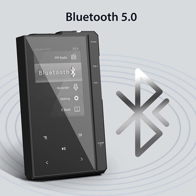 32GB MP3 Player with Bluetooth 5.0, Phinistec Z6 Portable Music Player with HD Speaker, Super Battery Life Digital Audio Player with FM Radio, E-Book, Voice-Recorder Player Supports up to 256GB