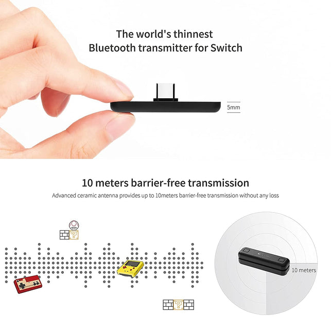 Gulikit Route Air Bluetooth Adapter for Nintendo Switch/Switch Lite PS4 PC, Dual Stream Bluetooth Wireless Audio Transmitter with Aptx Low Latency Connect Your Airpods Bluetooth Speakers Headphone