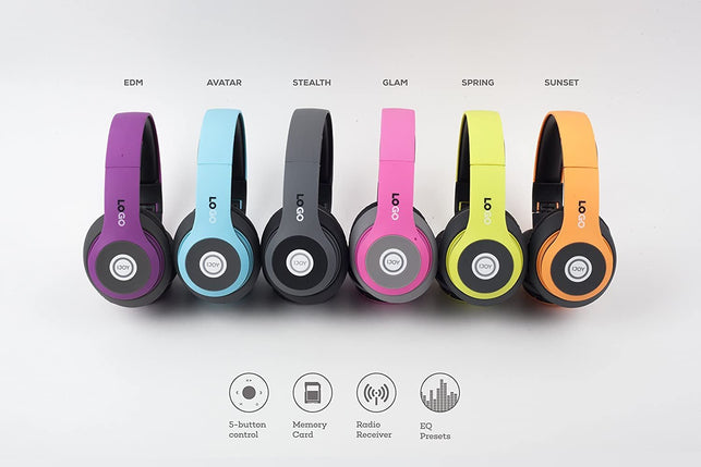 Ijoy Bluetooth Headphones over Ear, Wireless and Wired Foldable Headset Built-In Microphone, FM, Micro SD Card Slot - (Stealth) Adults Kids Men Women - Audifonos Auriculares Inalambricos