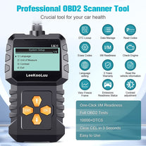 Leekooluu OBD2 Scanner Car Scan Diagnostic Tool Reset Clear Check Engine Code Reader for All OBD II Vehicles LK11