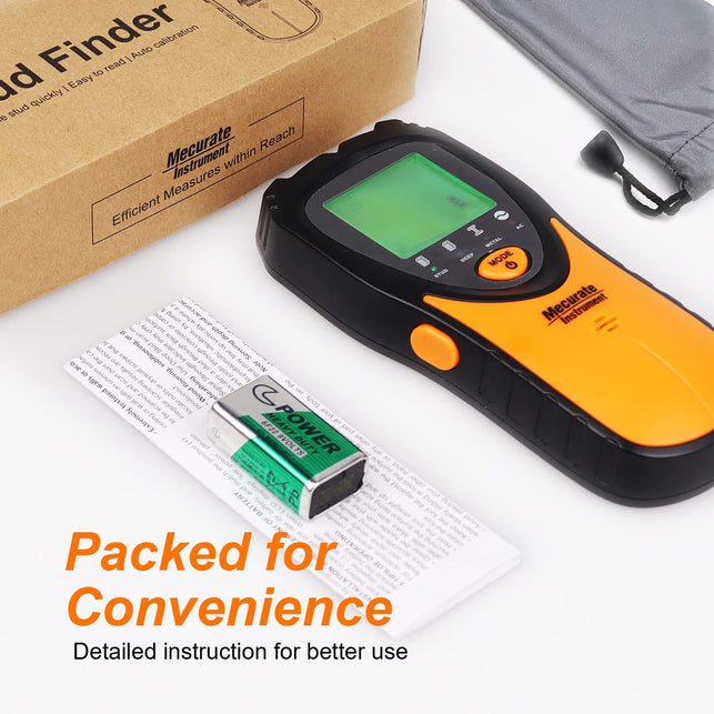 Mecurate Stud Finder Wall Scanner Sensor - 5 in 1 Electronic Stud with LCD Display & Audio Alarm for Wood AC Live Wire Metal Studs Detection Joist Pipe