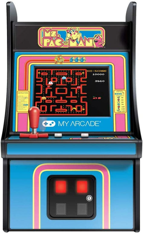 My Arcade Micro Player Mini Arcade Machine: Ms. Pac-Man Video Game, Fully Playable, 6.75 Inch Collectible, Color Display, Speaker, Volume Buttons, Headphone Jack - Electronic Games