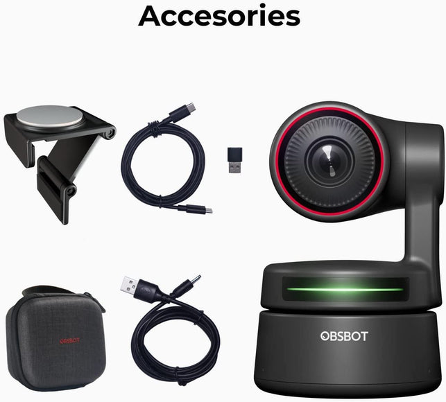 OBSBOT Tiny PTZ 4K Webcam, AI Powered Framing & Autofocus, 4K Video Conference Camera with Omni-Directional Mics, Auto Tracking with 2 Axis Gimbal,Hdr,60 Fps,Low-Light Correction,Zoom Certified