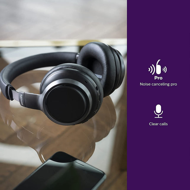 Philips H9505 Hybrid Active Noise Canceling (ANC) over Ear Wireless Bluetooth Pro-Performance Headphones with Multipoint Bluetooth Connection