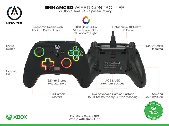 Powera Spectra Infinity Enhanced Wired Controller for Xbox Series X|S- Black