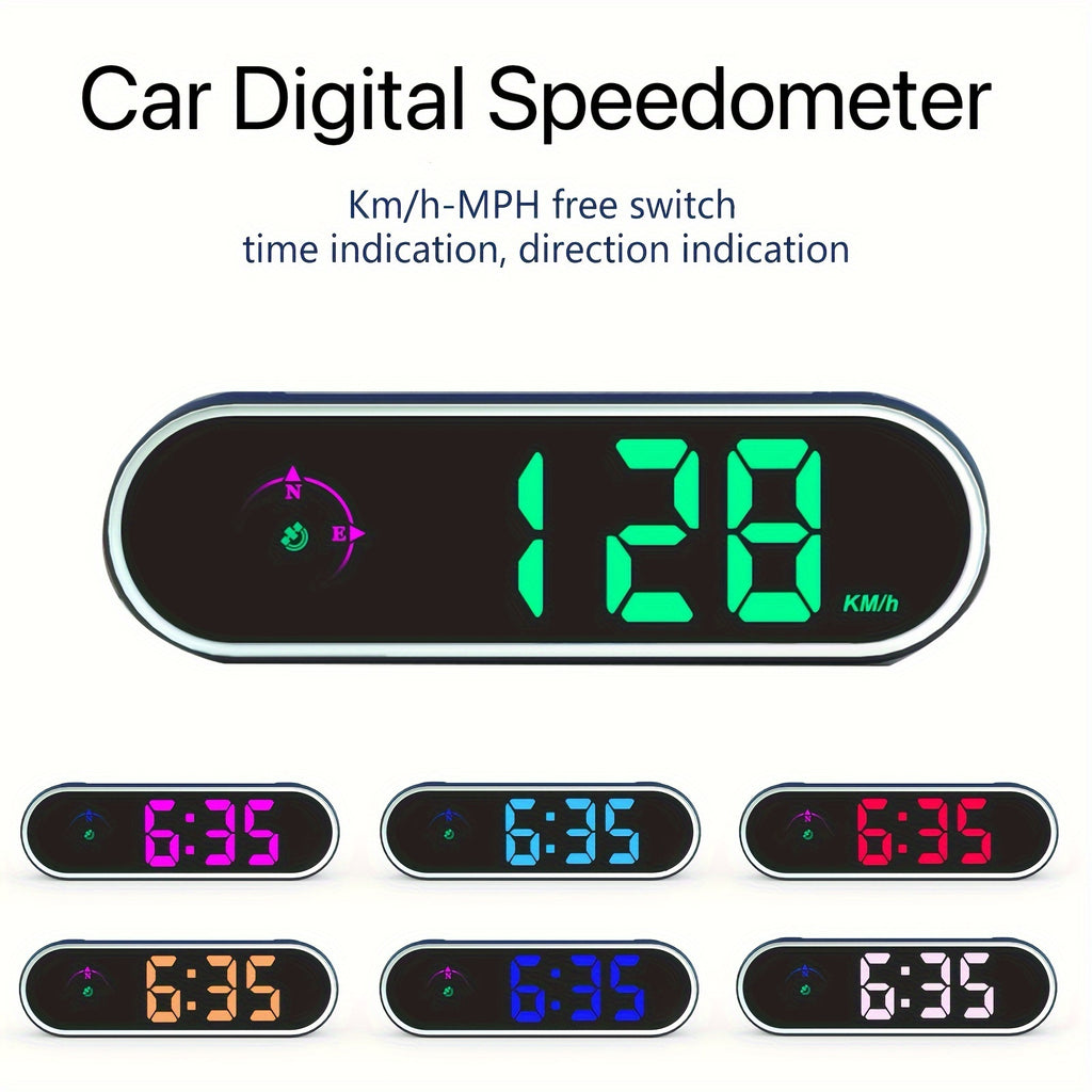 Car Universal Head Up Display KMH MPH Switching With Precise Speed Southeast Northwest Direction Time Multiple Colors Adjustable