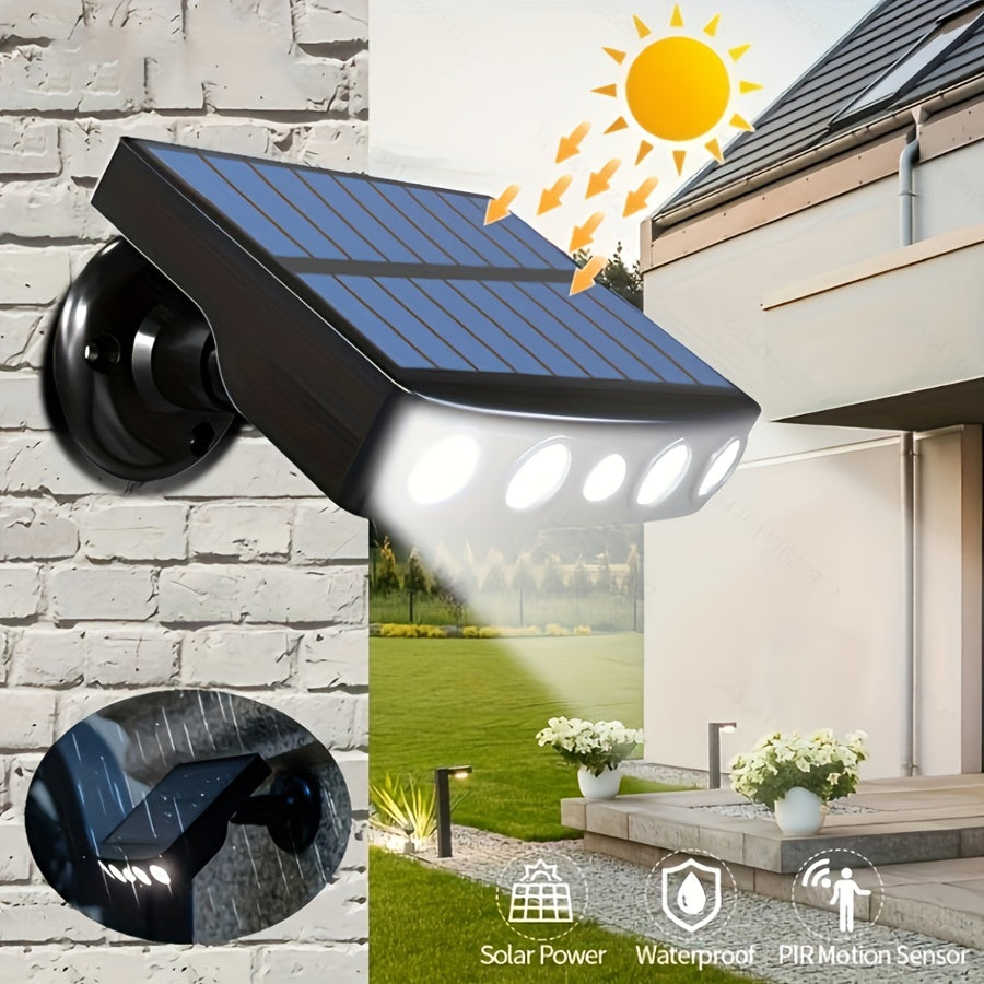 1pc LED Solar Outdoor Lights With Motion Sensor Powerful Solar Security 4 LED Lights Outdoor Decor Sensor Motion 3 Modes Street Waterproof Lamp Builtin 18650 Lithium Battery Wall Night Work Light For Garden