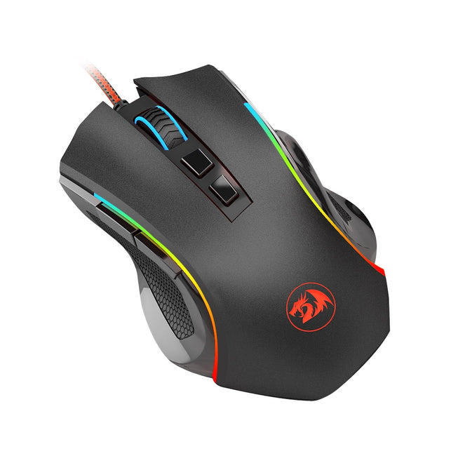 Redragon M602 Wired Gaming Mouse RGB Spectrum Backlit Ergonomic Mouse Programmable with 7 Backlight Modes up to 7200 DPI for Windows PC Gamers - Black