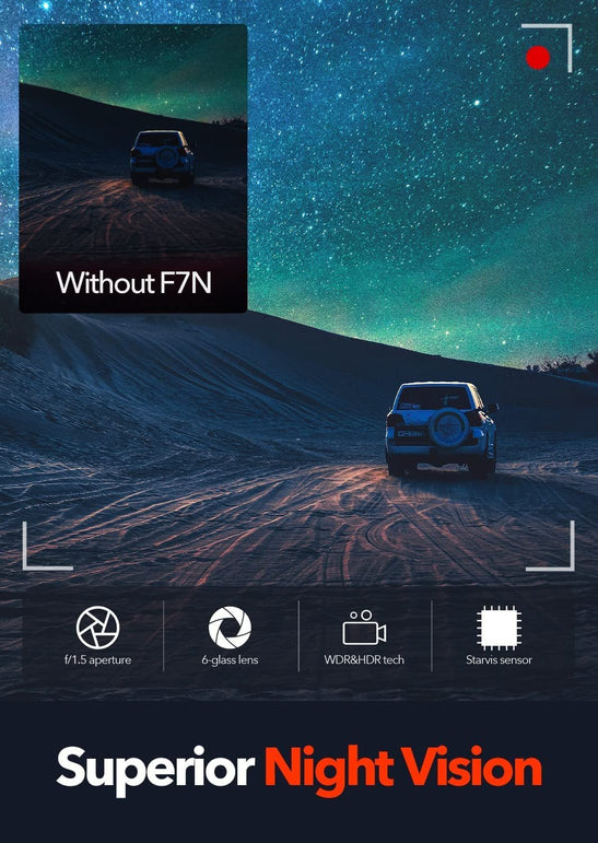 REDTIGER F7N 4K Dual Dash Cam Built-In Wifi GPS Front 4K/2.5K and Rear 1080P Dual Dash Camera for Cars,3.16 Inch Display,170 Deg Wide Angle Dashboard Camera Recorder,Support 256GB Max