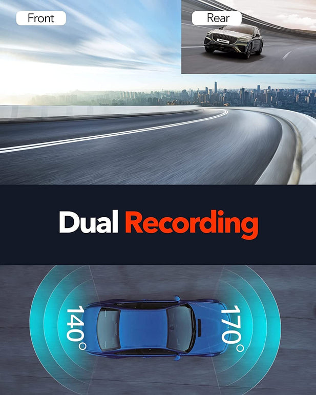 REDTIGER F7N 4K Dual Dash Cam Built-In Wifi GPS Front 4K/2.5K and Rear 1080P Dual Dash Camera for Cars,3.16 Inch Display,170 Deg Wide Angle Dashboard Camera Recorder,Support 256GB Max
