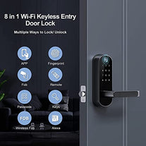 Smart Lock, Keyless Entry Door Lock, Smart Door Lock, Smart Lock for Front Door, Door Lock with Keypad, Fingerprint Door Lock, Biometric Door Lock, Digital Door Lock (Black)