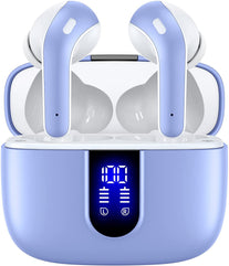 TAGRY Bluetooth Headphones True Wireless Earbuds 60H Playback LED Power Display Earphones with Wireless Charging Case IPX5 Waterproof In-Ear Earbuds with Mic for TV Smart Phone Computer Laptop Sports