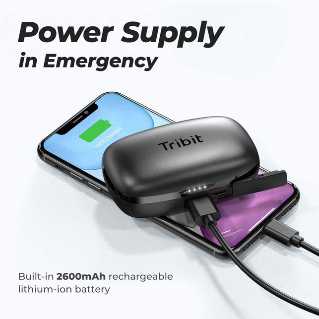 Tribit 100H Playtime Bluetooth 5.0 IPX8 Waterproof Touch Control Wireless Bluetooth Earbuds with Mic Earphone In-Ear Premium Deep Bass