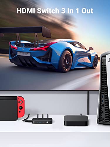 UGREEN HDMI Switch 3 in 1 Out 4K HDMI Switcher Splitter, 4K 30Hz HDMI Switch with Remote HDMI 3 Port Box Hub Supports HDR CEC 3D HDCP1.4, Compatible with PS5 PS4 Xbox Fire Stick Roku Apple TV PC