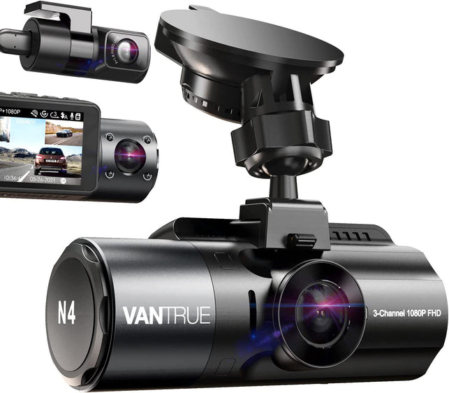 Vantrue N4 3 Channel 4K Dash Cam, 4K+1080P Front and Rear, 1440P+1440P Front and Inside, 1440P+1440P+1080P Three Way Triple Car Camera, IR Night Vision, 24Hr Parking Mode, Capacitor, Support 256GB Max