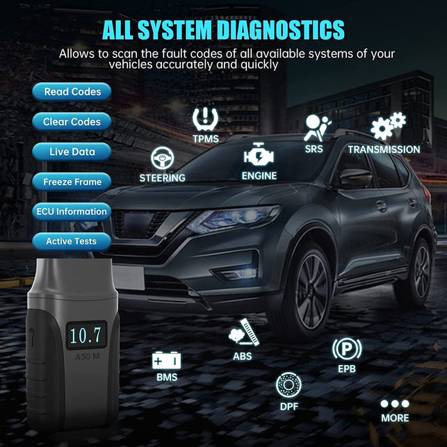 XTOOL Anyscan A30M Wireless BT OBD2 Scanner (NO Update Fee) for Android & Ios, 2023 Newest Bi-Directional Scan Tool with All Systems Diagnostics, 21 Services, ABS Bleeding, Upgraded Ver. of A30, A30D