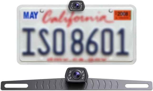ZEROXCLUB HD Car Backup Camera 6 Auto LED Lights Night Vision, IP69 Waterproof Wired License Plate Rear View Camera 149° Wide View Reversing Camera for Car Pickup Truck SUV-B2
