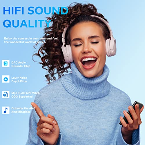 ZOOAOXO 64GB MP3 Player Music Player with Bluetooth 5.2, Built-in HD Speaker, FM Radio, Voice Recorder, Mini Design, Weigh 2.4 oz, HiFi Sound, Ideal for Sport, Earphones Included